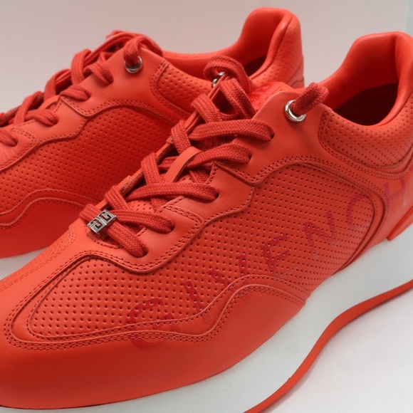 GIVENCHY Men's Giv Runner Leather Low-top Logo Sneakers In Orange - Picture 6 of 7
